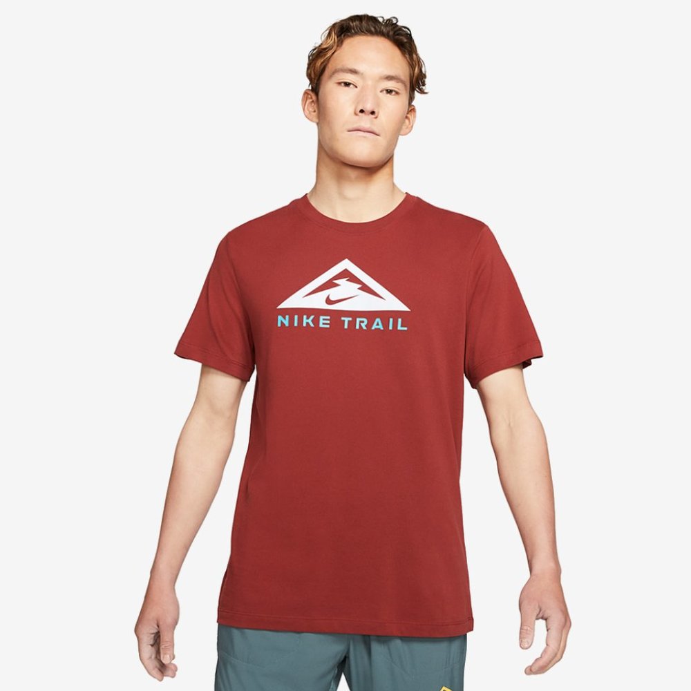 Nike Dri-FIT Cotton Men's Trail Running Gym Training Shirt Top Red L XL - Picture 2 of 7